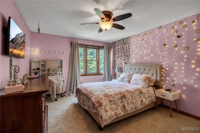 197 Shellridge Dr, Amherst, NY 14051 - bedroom featuring carpet flooring, a textured ceiling, and ceiling fan