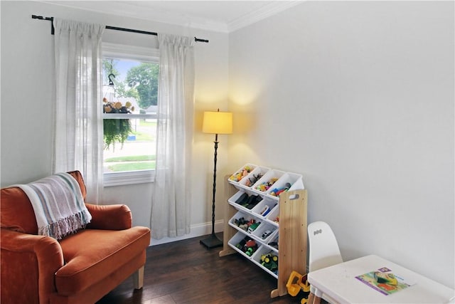 133 Berkley Ln, Horseheads, NY 14845 - sitting room featuring ornamental molding and dark wood-style floors