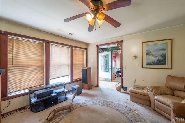 7460 State Highway 29, Oppenheim, NY 13329 - living area with carpet floors and ceiling fan
