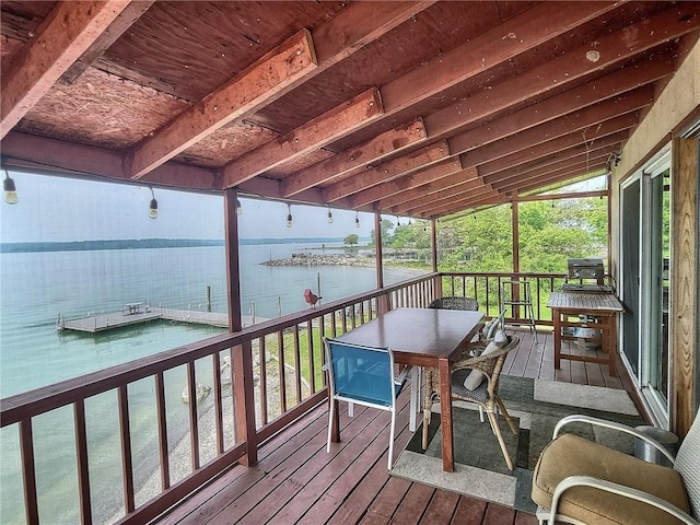 1995 Lake Rd, Ledyard, NY 13026 - deck featuring a water view and outdoor dining area