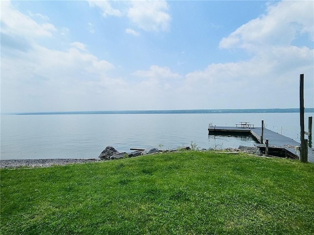 1995 Lake Rd, Ledyard, NY 13026 - dock featuring a water view and a lawn