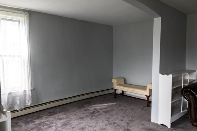 109 S Madison Ave, Dix, NY 14891 - sitting room with carpet, a baseboard heating unit, and arched walkways