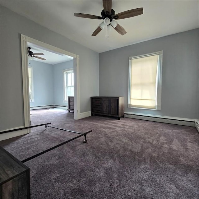 109 S Madison Ave, Dix, NY 14891 - unfurnished living room with ceiling fan, carpet floors, and baseboard heating