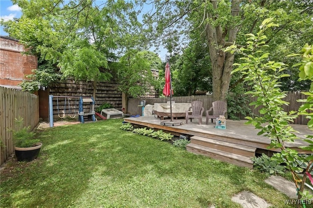 228 Potomac Ave, Buffalo, NY 14213 - fenced backyard with a wooden deck