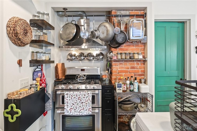 228 Potomac Ave, Buffalo, NY 14213 - kitchen featuring double oven range and ventilation hood