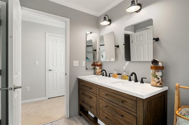 8278 Luchsinger Ln, Lysander, NY 13027 - bathroom with double vanity and crown molding