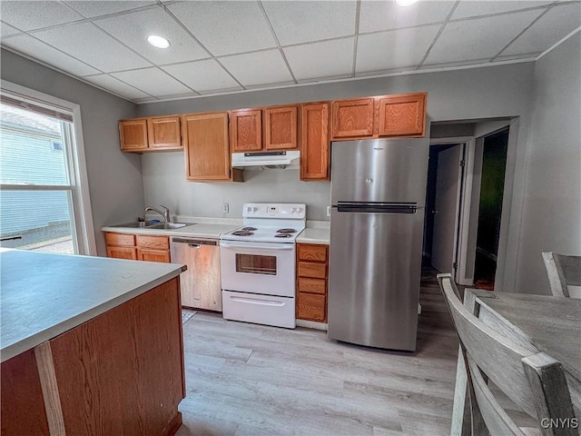 63 Groton Ave, Cortland, NY 13045 - kitchen featuring appliances with stainless steel finishes, under cabinet range hood, light countertops, light wood-type flooring, and recessed lighting