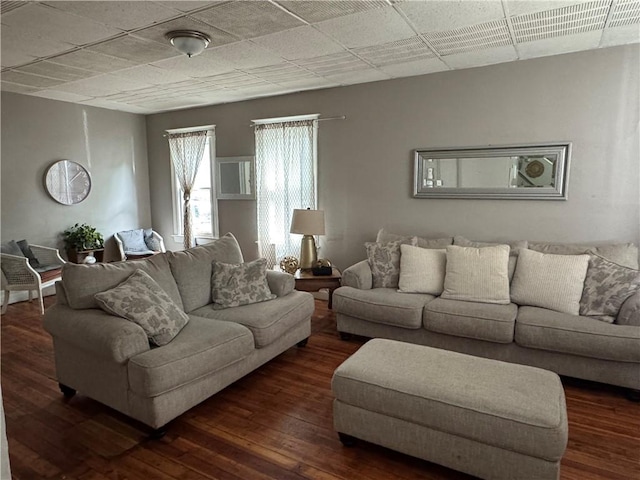 280 Ave D, Rochester, NY 14621 - living room featuring dark wood-type flooring and a paneled ceiling