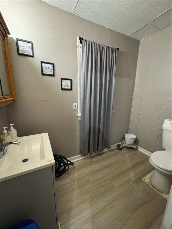 280 Ave D, Rochester, NY 14621 - bathroom with wood finished floors, vanity, and a paneled ceiling