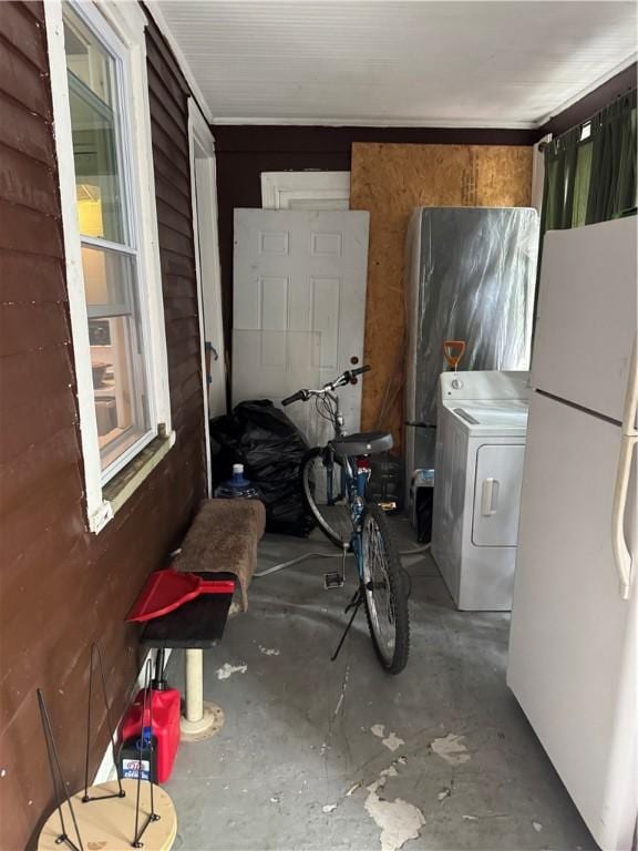 280 Ave D, Rochester, NY 14621 - interior space with freestanding refrigerator and washer / clothes dryer