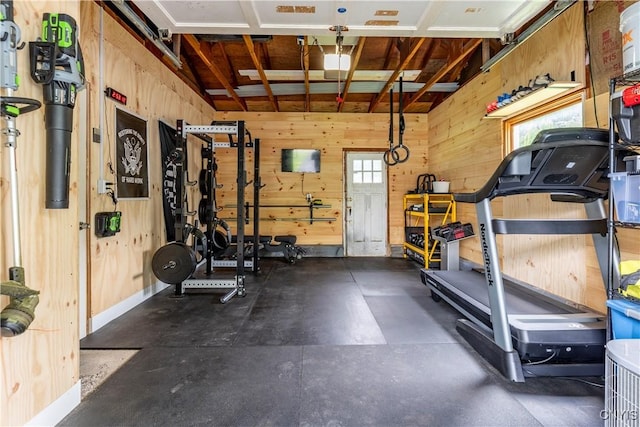 368 Northfield Way, Camillus, NY 13031 - exercise area featuring wooden walls