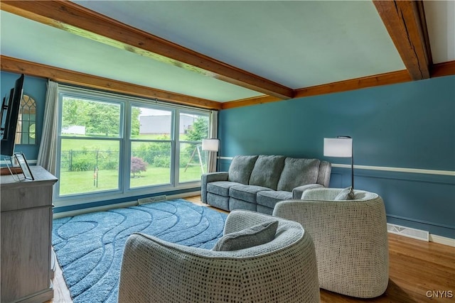 368 Northfield Way, Camillus, NY 13031 - living room featuring beam ceiling and wood finished floors
