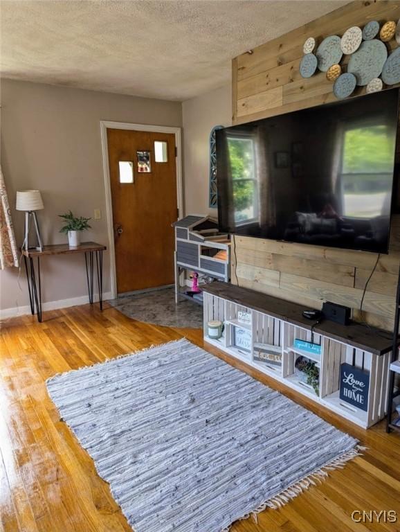 538 Seneca St, Oneida-Inside, NY 13421 - living area featuring wood finished floors and a textured ceiling