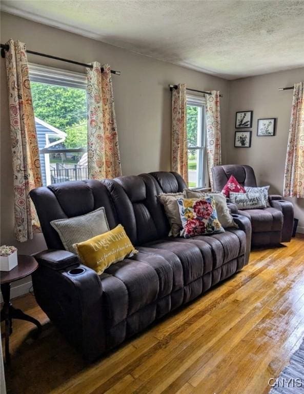 538 Seneca St, Oneida-Inside, NY 13421 - living area featuring light wood-style floors and a textured ceiling
