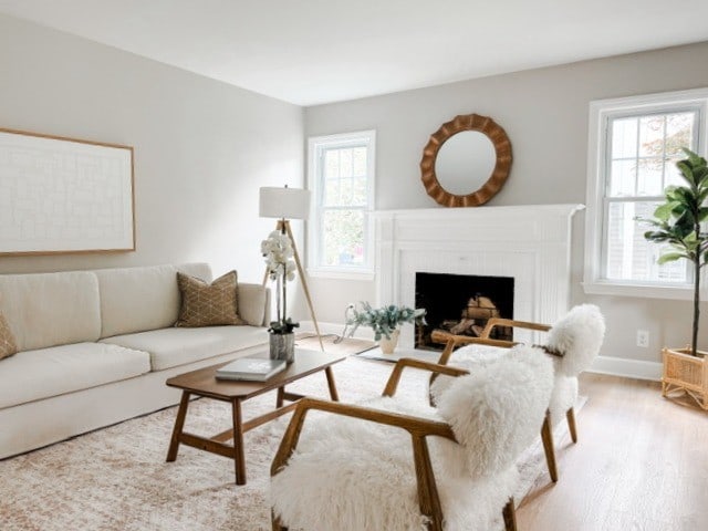 22 Yorkshire Rd, Irondequoit, NY 14609 - living area featuring wood finished floors and a fireplace