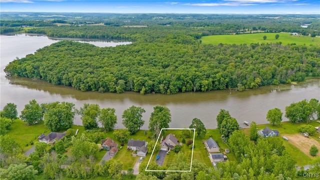 84 Krystyna Ln Unit 6, Cato, NY 13080 - aerial overview of property's location with a nearby body of water and property parcel outlined
