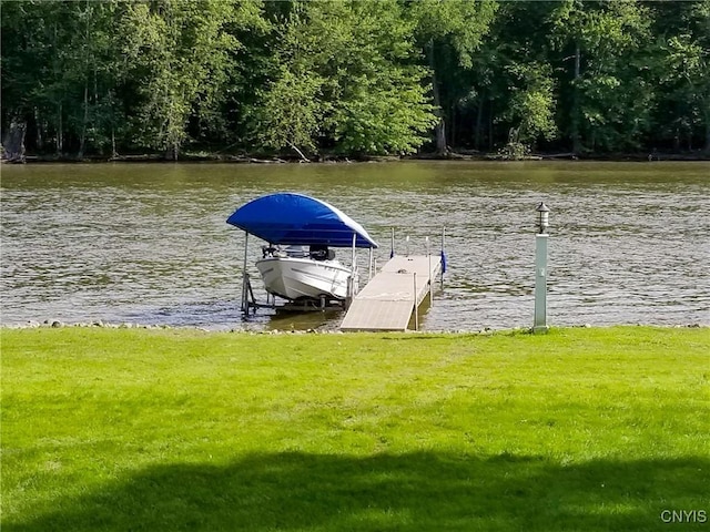 84 Krystyna Ln Unit 6, Cato, NY 13080 - dock with a water view and a lawn