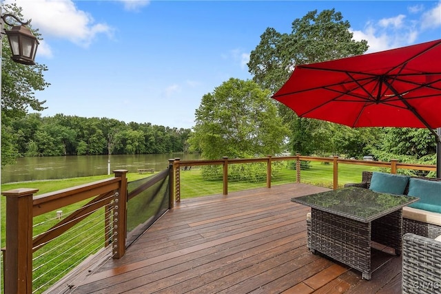 84 Krystyna Ln Unit 6, Cato, NY 13080 - wooden terrace with a water view and a yard
