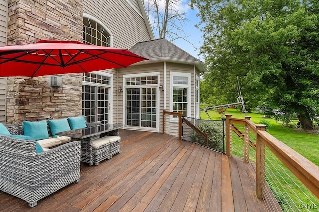 84 Krystyna Ln Unit 6, Cato, NY 13080 - deck with a lawn and an outdoor hangout area