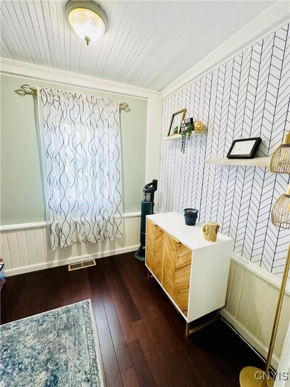 300 Hillsdale Ave, Syracuse, NY 13206 - reception area featuring a wainscoted wall, ornamental molding, and wood ceiling