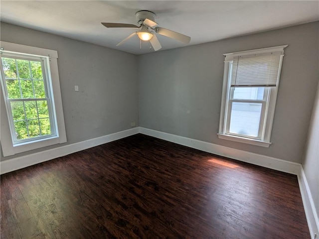 918 S Goodman St, Rochester, NY 14620 - spare room featuring healthy amount of natural light, dark wood-type flooring, and a ceiling fan