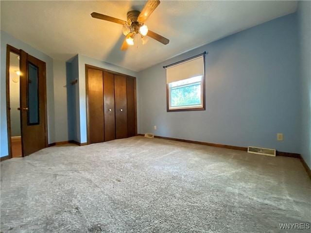 790 Mohawk St, Lewiston, NY 14092 - unfurnished bedroom featuring a closet, carpet flooring, and ceiling fan