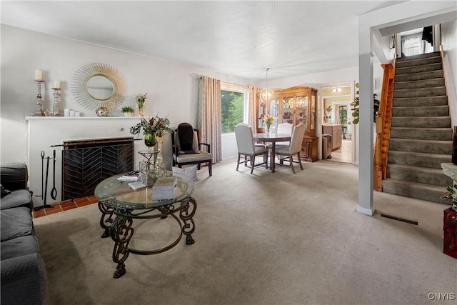 108 Phillips Rd, Syracuse, NY 13214 - carpeted living area with stairway