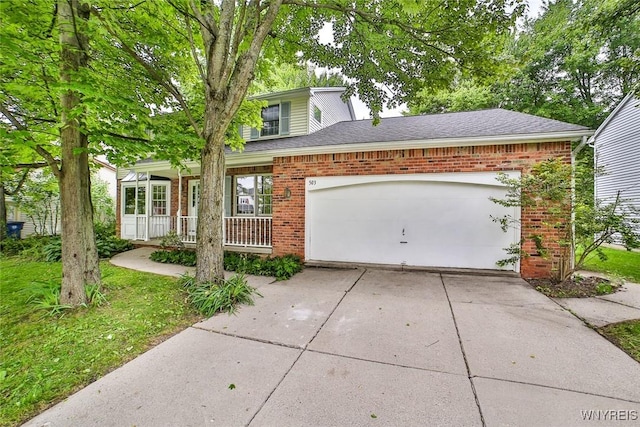 503 Glen Oak Dr, Amherst, NY 14051 - traditional-style home featuring brick siding, driveway, a garage, a porch, and a shingled roof