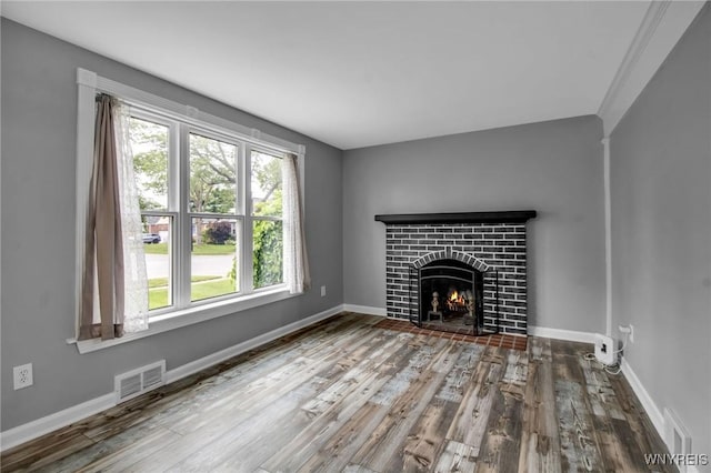 25 Cresthaven Dr, Cheektowaga, NY 14225 - unfurnished living room with wood finished floors and a fireplace