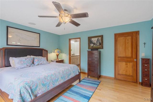 32 Coblesub Rd, West Monroe, NY 13036 - bedroom featuring light wood finished floors, a ceiling fan, and ensuite bathroom