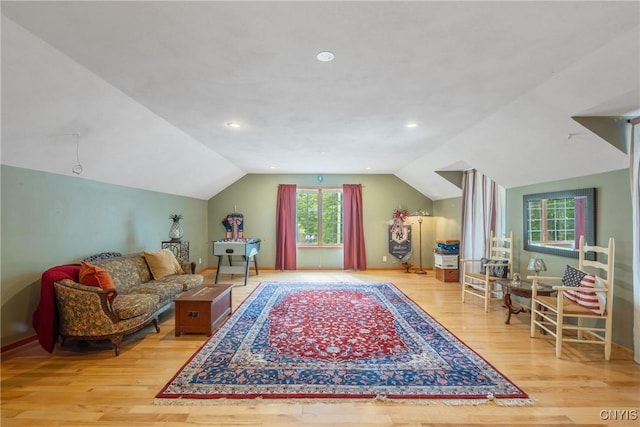 32 Coblesub Rd, West Monroe, NY 13036 - sitting room featuring lofted ceiling, wood finished floors, and recessed lighting