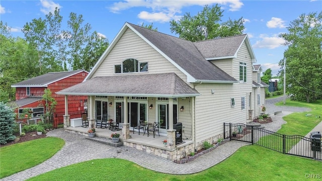 32 Coblesub Rd, West Monroe, NY 13036 - back of house featuring roof with shingles, a gate, and a patio area