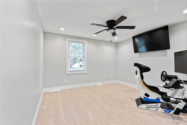 7446 Collamer Rd, Manlius, NY 13057 - unfurnished office featuring carpet floors, ceiling fan, and recessed lighting