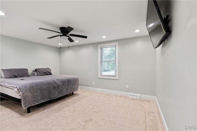 7446 Collamer Rd, Manlius, NY 13057 - bedroom with carpet floors, recessed lighting, and a ceiling fan