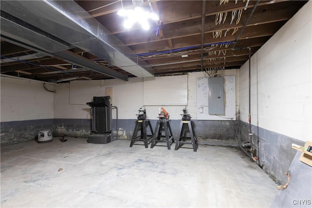 7446 Collamer Rd, Manlius, NY 13057 - unfinished basement with electric panel and concrete block wall