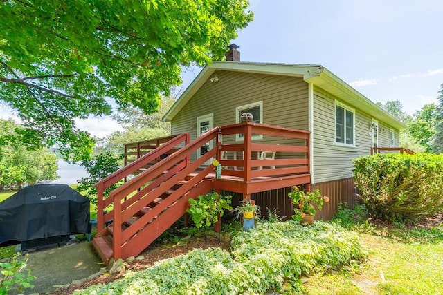2226 Deiter Rd, Wayland, NY 14572 - back of house featuring a chimney and a wooden deck