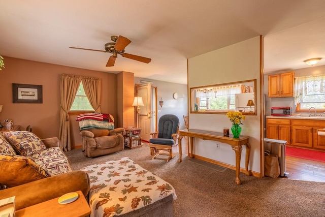 2226 Deiter Rd, Wayland, NY 14572 - living area with light colored carpet and ceiling fan