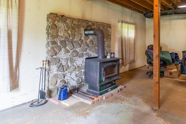 2226 Deiter Rd, Wayland, NY 14572 - below grade area featuring a wood stove