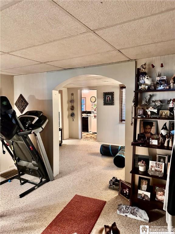 417 4th Ave, Olean-City, NY 14760 - exercise room with arched walkways and carpet