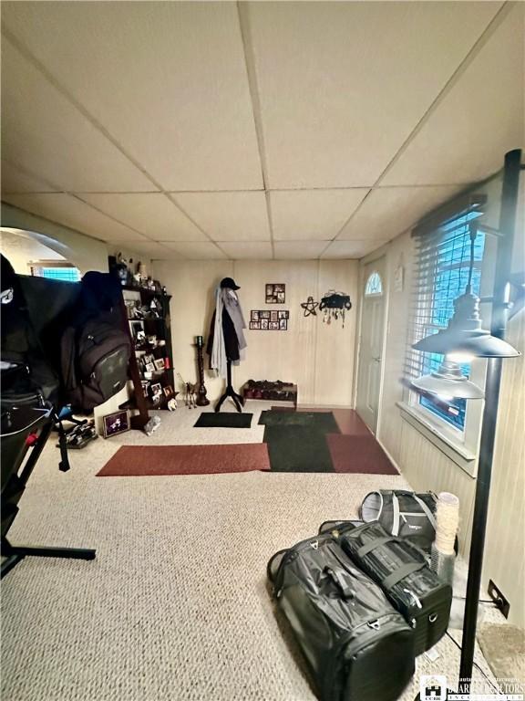 417 4th Ave, Olean-City, NY 14760 - exercise area with a drop ceiling and carpet