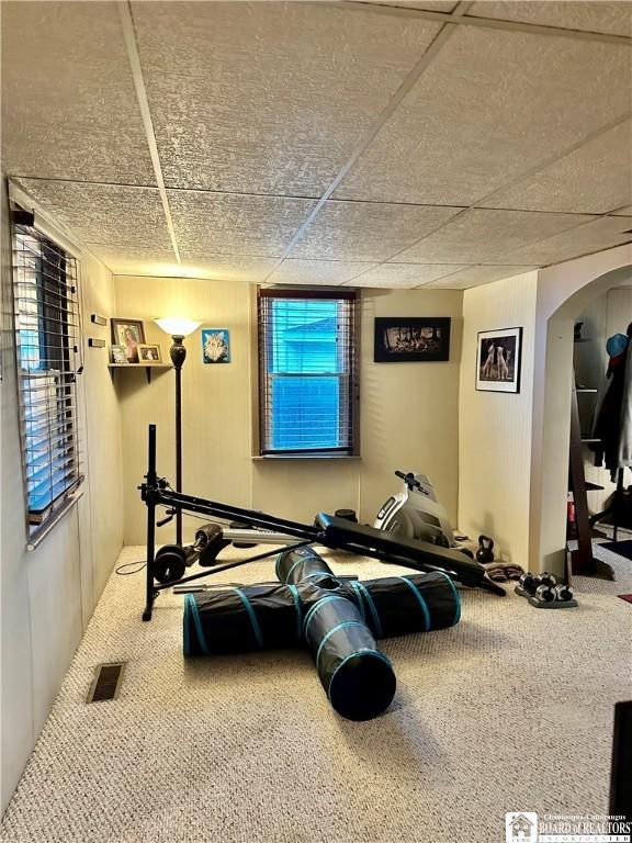 417 4th Ave, Olean-City, NY 14760 - exercise area featuring carpet floors and arched walkways