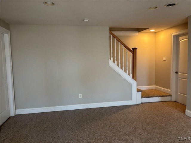 165 Shaker Hts, Camillus, NY 13031 - spare room with carpet flooring, stairs, recessed lighting, and a smoke detector