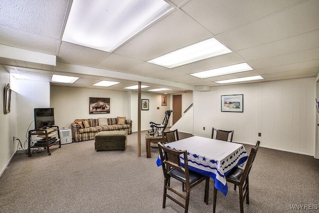 177 Foxpoint W, Amherst, NY 14221 - carpeted dining area with a drop ceiling and stairway