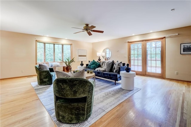 107 Fieldston Ter, Brighton, NY 14610 - living area featuring a ceiling fan, light wood-type flooring, and recessed lighting