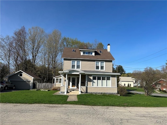 27 Spofford Sq, Manheim, NY 13329 - traditional style home featuring a chimney and an outdoor structure