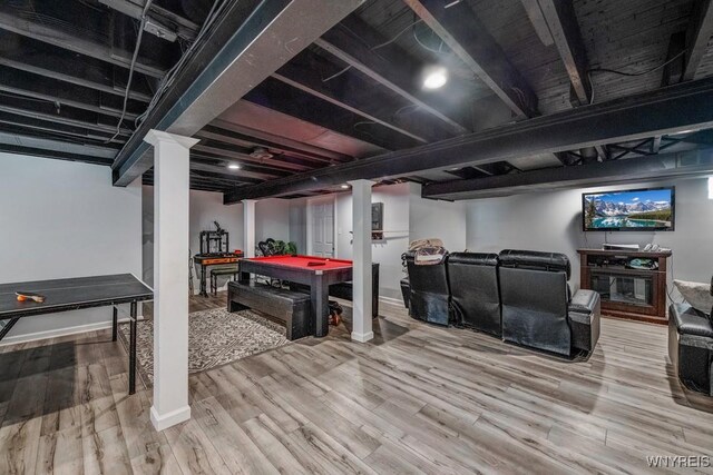8652 Griffon Ave, Niagara Falls, NY 14304 - rec room with wood finished floors and baseboards