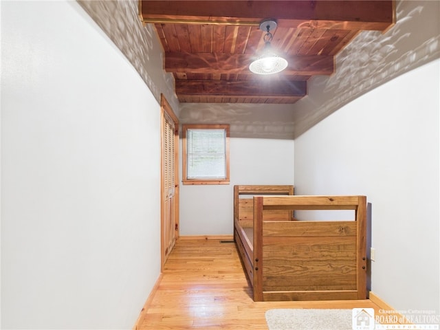56 Heather Ln, Bradford, PA 16701 - unfurnished bedroom with a wood ceiling with exposed beams and wood finished floors