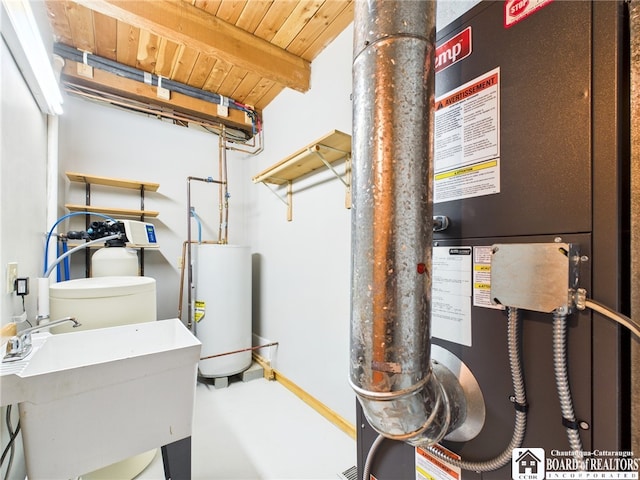 56 Heather Ln, Bradford, PA 16701 - utilities featuring water heater and heating unit