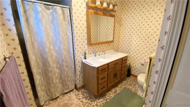 41 Maple Ave, Hamburg, NY 14075 - bathroom featuring wallpapered walls, vanity, and a shower with curtain