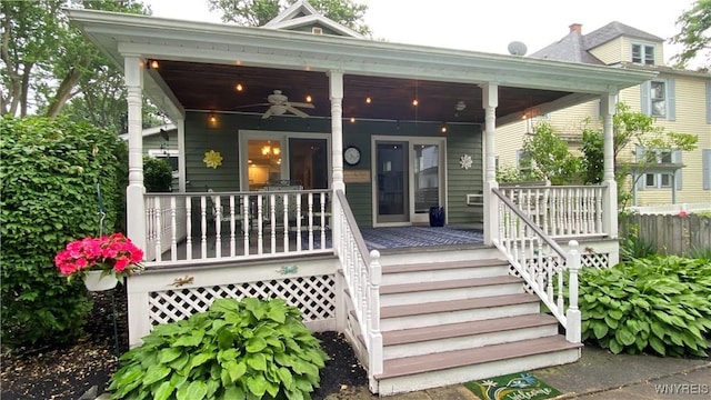 41 Maple Ave, Hamburg, NY 14075 - entrance to property featuring a porch and a ceiling fan